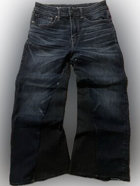 Custom made Men's Dark Wash baggy/bootcut Jeans - Black